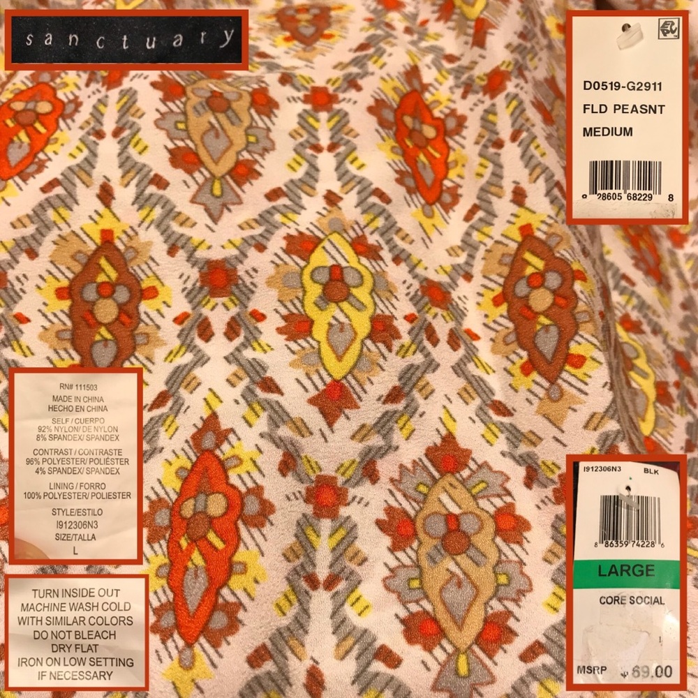 SANCTUARY Chic Orange Multi Abstract Peasant Dress - Picture 4 of 4
